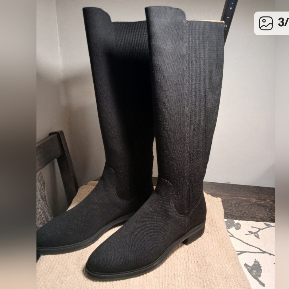 Rothy’s The Tall Lug Boot in Onyx Black